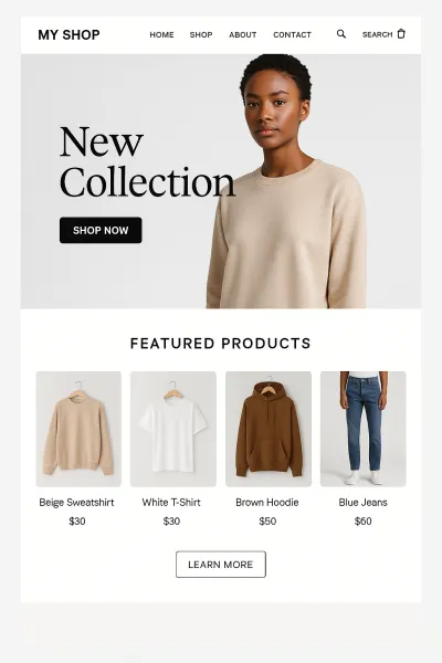 Conception de votre site e-commerce avec design clair et tunnel optimisé.